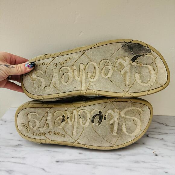 Skechers Tone Ups Beige Thong Sandals Women’s Size 10 - Picture 7 of 10